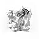 Nezuko in Demon slayer with big dragon and flowers tattoo design idea