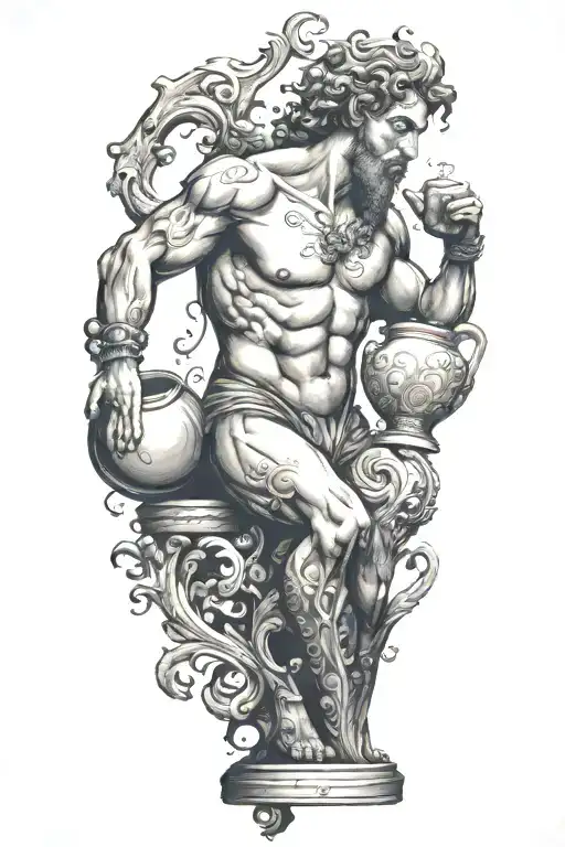 Aquarius with jug tattoo design idea
