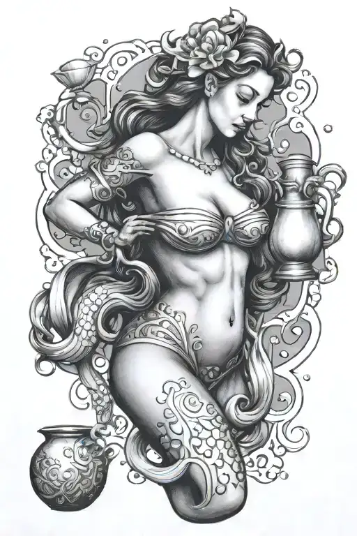 Aquarius with a jug tattoo design idea
