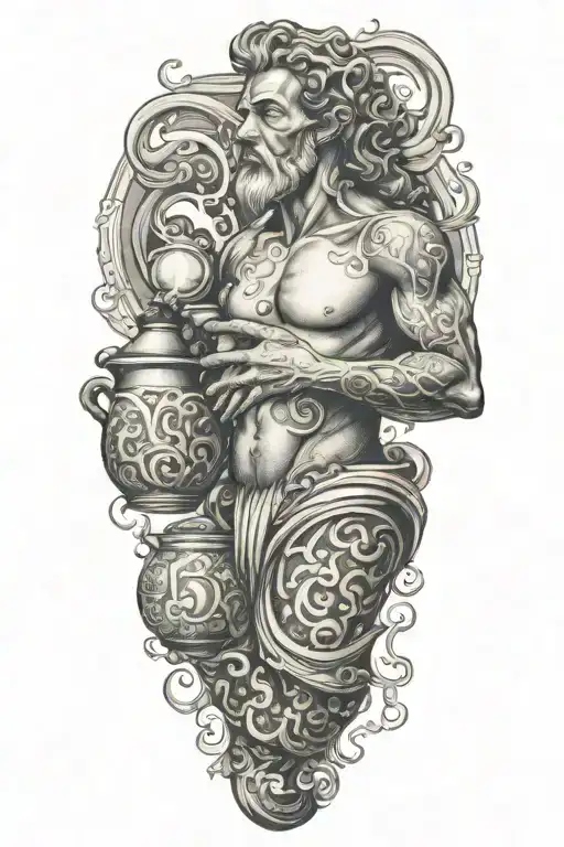 Aquarius with jug tattoo design idea