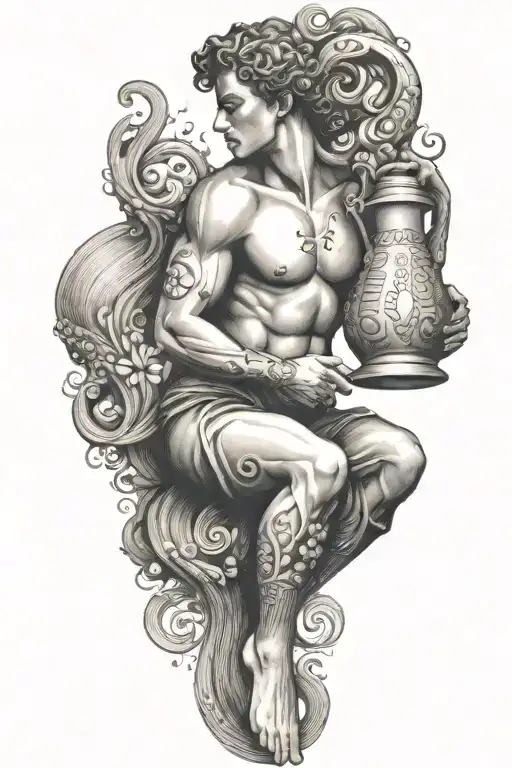 Aquarius with jug tattoo design idea
