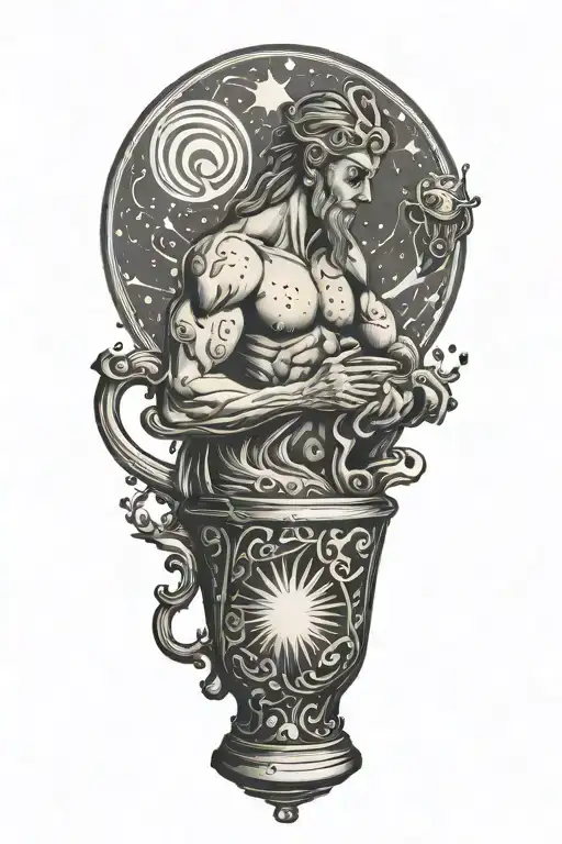 Aquarius with jug tattoo design idea