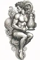 Aquarius with jug tattoo design idea