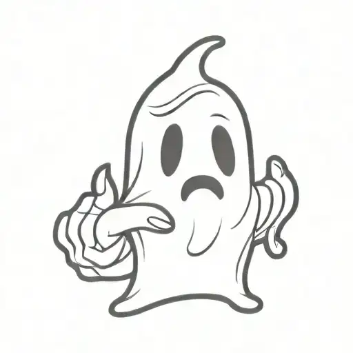 cartoon ghost with middle finger  tattoo design idea