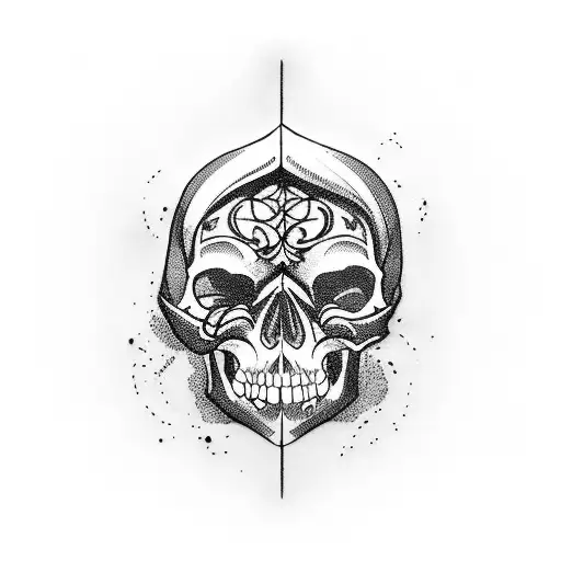 dagger in a skull with blood tattoo design idea