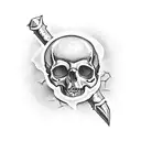 dagger in a skull with blood tattoo design idea