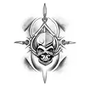 dagger in a skull with blood tattoo design idea