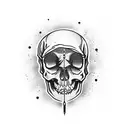 dagger in a skull with blood tattoo design idea