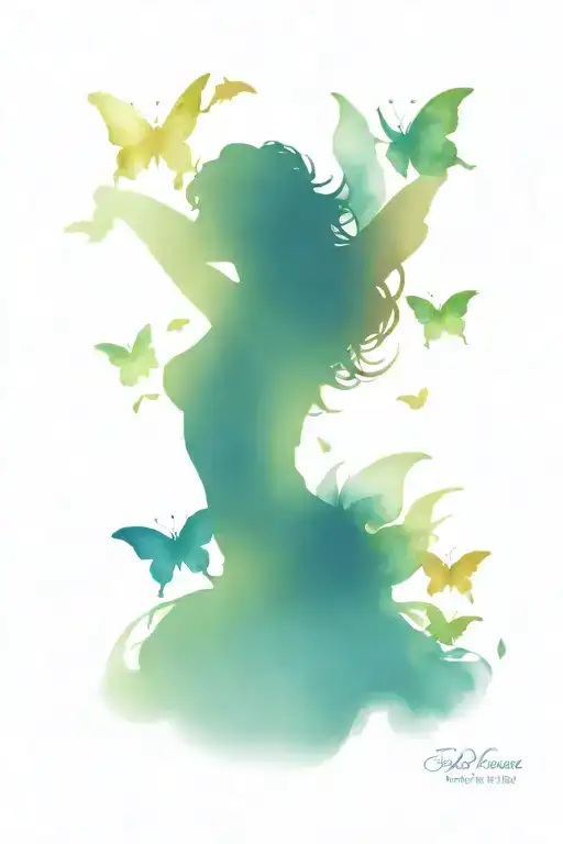 Butterflies and fairies dancing tattoo design idea