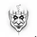 sad clown mask tattoo design idea