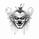 sad clown mask tattoo design idea