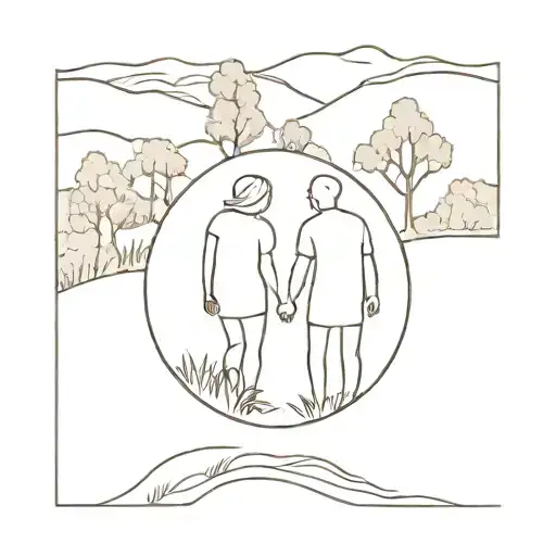 couple in Georgia country landscape tattoo design idea