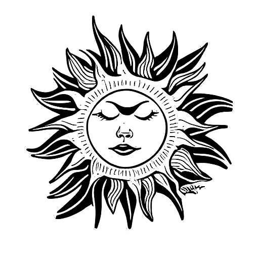sun and nature tattoo design idea