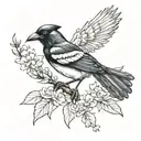 magpie with flatcap  tattoo design idea