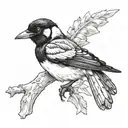 magpie with flatcap  tattoo design idea