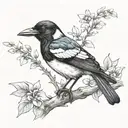magpie with flatcap  tattoo design idea