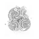 asian style multiple floral with wave accents tattoo design idea