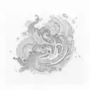 asian style multiple floral with wave accents tattoo design idea