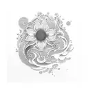 asian style multiple floral with wave accents tattoo design idea
