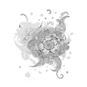 asian style multiple floral with wave accents tattoo design idea