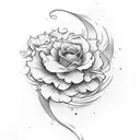 Floral design with wave accents forearm sleeve tattoo design idea