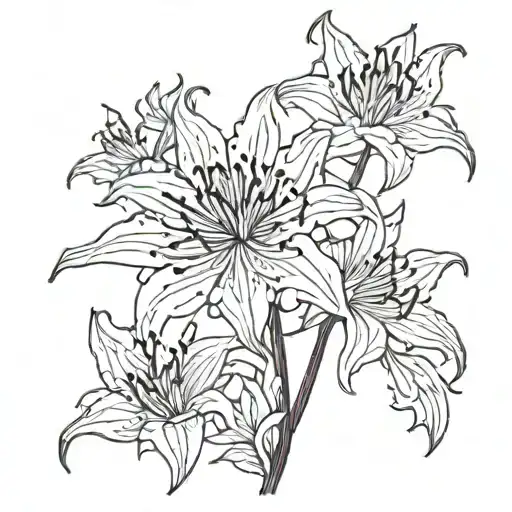 red spider lily with a black moon behind it  tattoo design idea