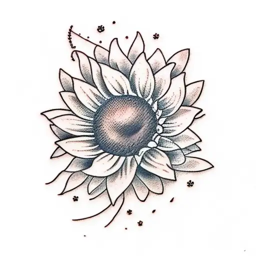 butterfly sunflower tattoo design idea