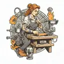 girl blacksmith and anvil  tattoo design idea