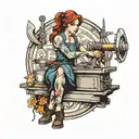 girl blacksmith and anvil  tattoo design idea