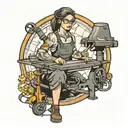 girl blacksmith and anvil  tattoo design idea