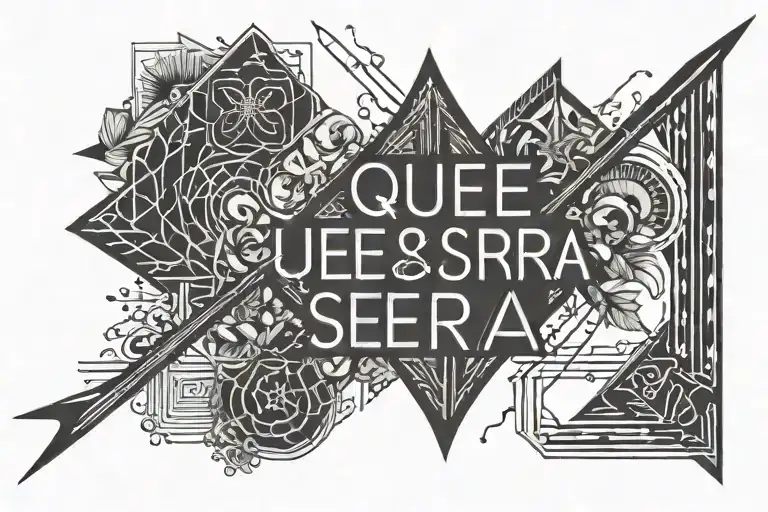 fine line arrow with 'Que sera sera' inscription tattoo design idea