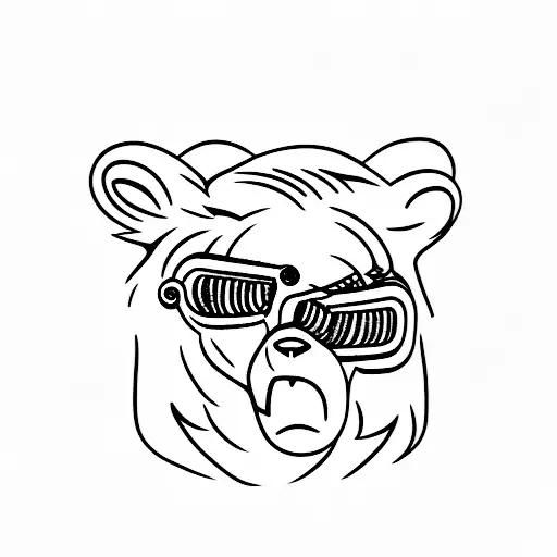 bear sitting smoking pipe tattoo design idea