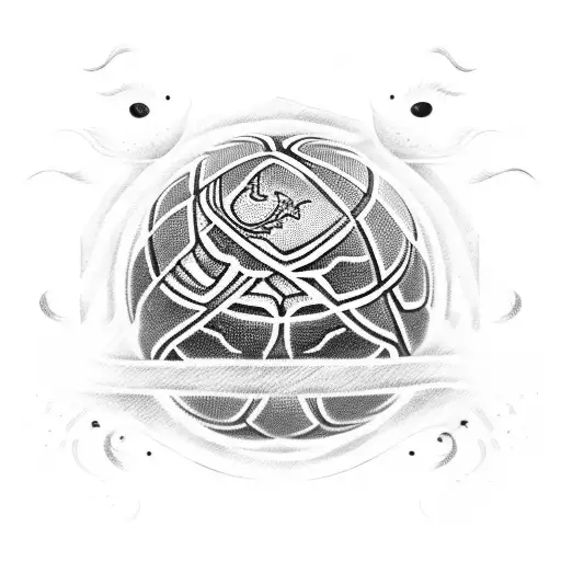 A basketball player holding a flag with Indonesian and Chinese motifs tattoo design idea