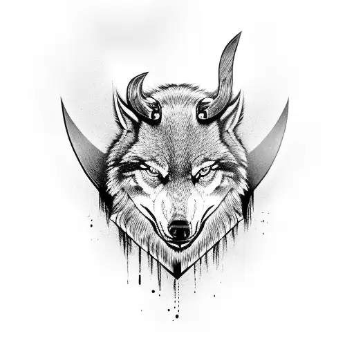 Vikings axe and wolfs tattoo design idea