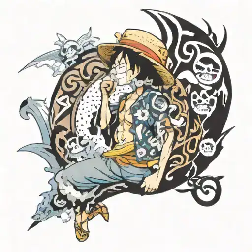 one piece anime characters tattoo design idea