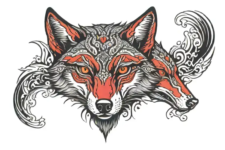 red wolf eyes tattoo design idea