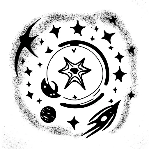 Space theme with the name Beckham tattoo design idea