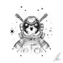 Space theme with the name Beckham tattoo design idea