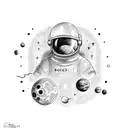 Space theme with the name Beckham tattoo design idea