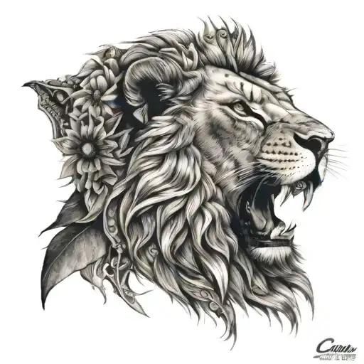 leon con corona tattoo design idea