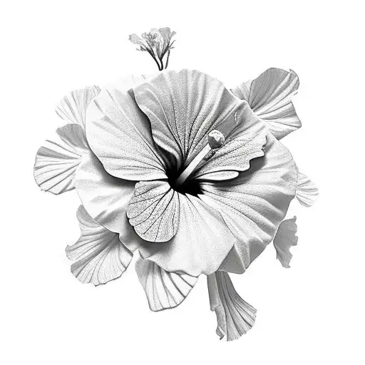 multiple hibiscus flowers with shamrocks for a man  tattoo design idea