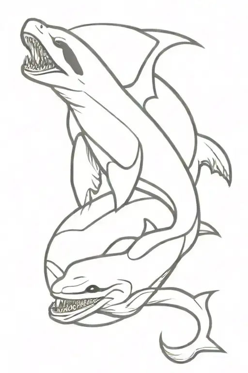 China dragon and orca whale tattoo design idea
