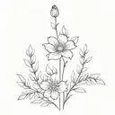 Roman numberal stem or flower with June and February flowers  tattoo design idea