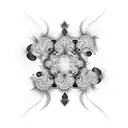 blackout shoulder and upper arm with negative space fractal design tattoo design idea
