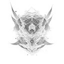 blackout shoulder and upper arm with negative space fractal design tattoo design idea