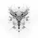 blackout shoulder and upper arm with negative space fractal design tattoo design idea