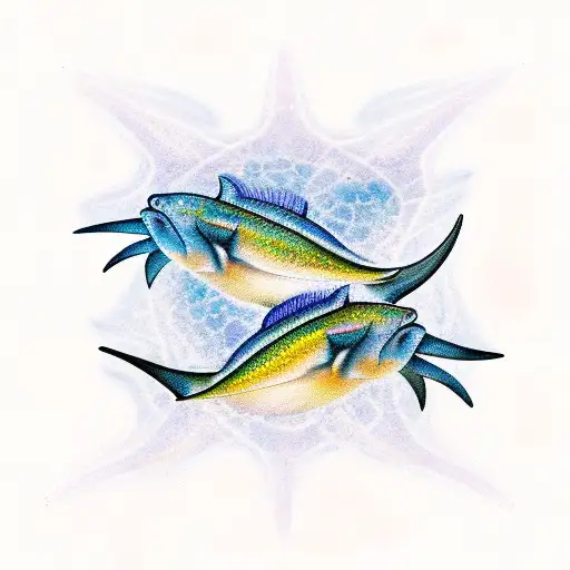 3 stingrays, 4 sea stars, 2 fish tattoo design idea