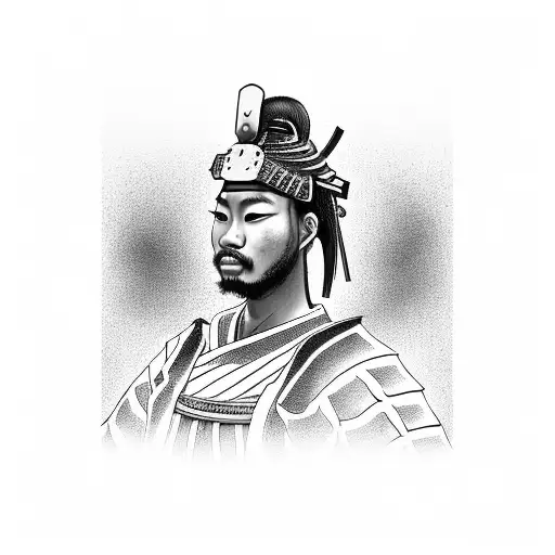 Yasuke, the legendary samurai, stood tall with his ebony skin adorned in intricate tattoos, each line and curve telling  tattoo design idea