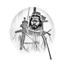 Yasuke, the legendary samurai, stood tall with his ebony skin adorned in intricate tattoos, each line and curve telling  tattoo design idea