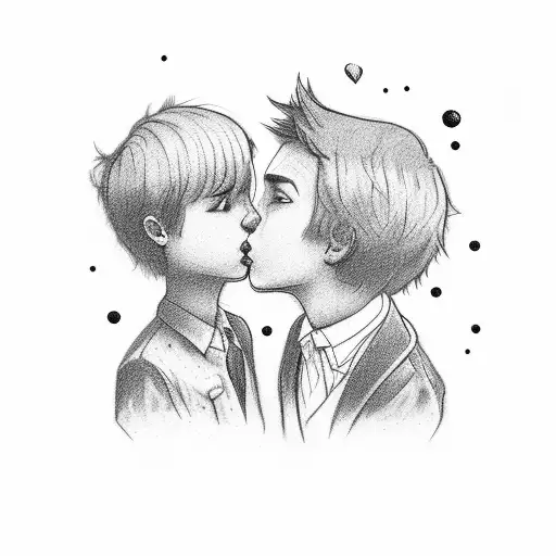 Boy and girl kissing each other's in 817 number tattoo design idea